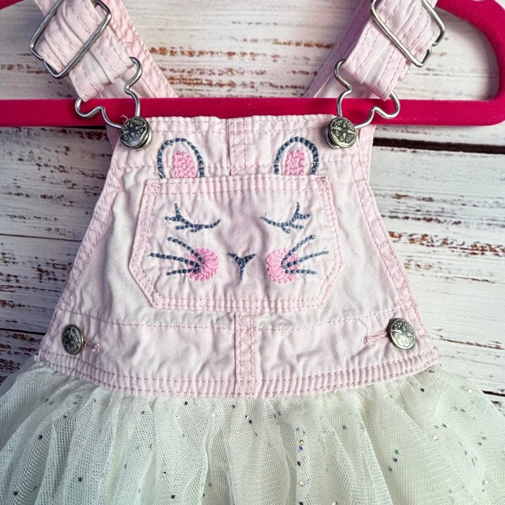Bunny Jumper Tutu Dress OshKosh B'gosh 3M Pink White Cotton Tulle Tail